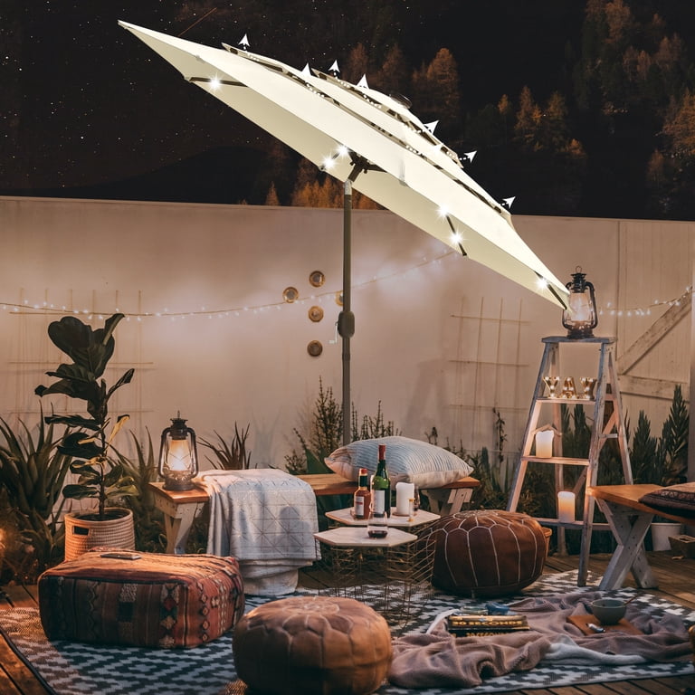 9 ft aluminum solar crank and tilt patio umbrella Yescom 9 ft 3 Tier Patio Umbrella with Solar Powered LED Crank Tilt Button Aluminum
