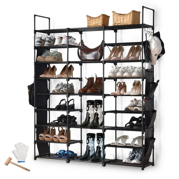 Yescom 9 Tiers 42 Pairs Shoe Rack Shelf Large Storage Organizer Space Saving Hook Home Entryway Closet