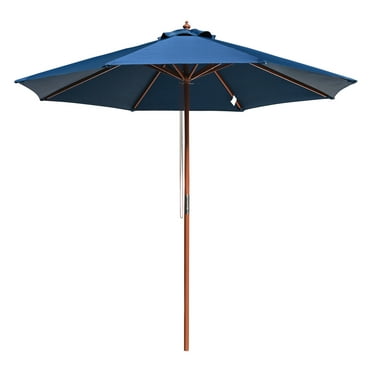 Yescom 9FT Wooden Patio Umbrella UV30+ for Beach Pool Wedding Party Table Market Garden Yard Hotel Deck Cafe Navy