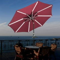 Yescom 9ft Solar LED Patio Umbrella 8 Ribs Outdoor Sunshade Tilt with Crank