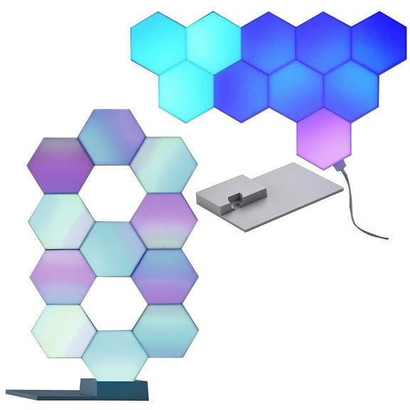 Yescom APP Control WiFi Hexagon LED Light Kit 21 Blocks & Base w/Alexa Google Wall Game Room Decor Gift