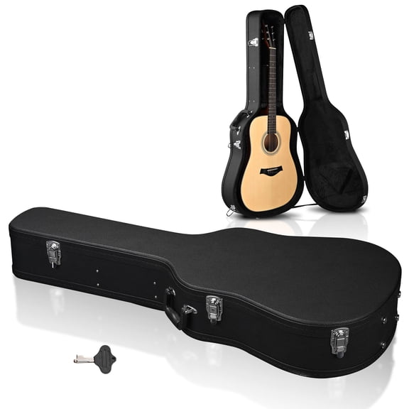 Yescom Acoustic Guitar Hard Case Wooden Hard Shell Carrying Case with Lock Latch Key