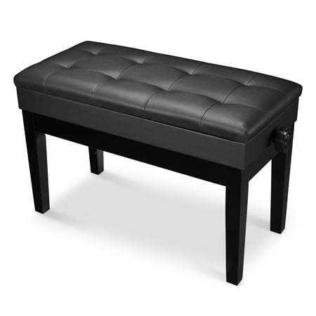 Yescom Adjustable Duet Piano Bench PU Leather Padded Wooden Keyboard Storage