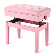 Yescom Adjustable Duet Piano Bench PU Leather Padded Wooden Keyboard Storage