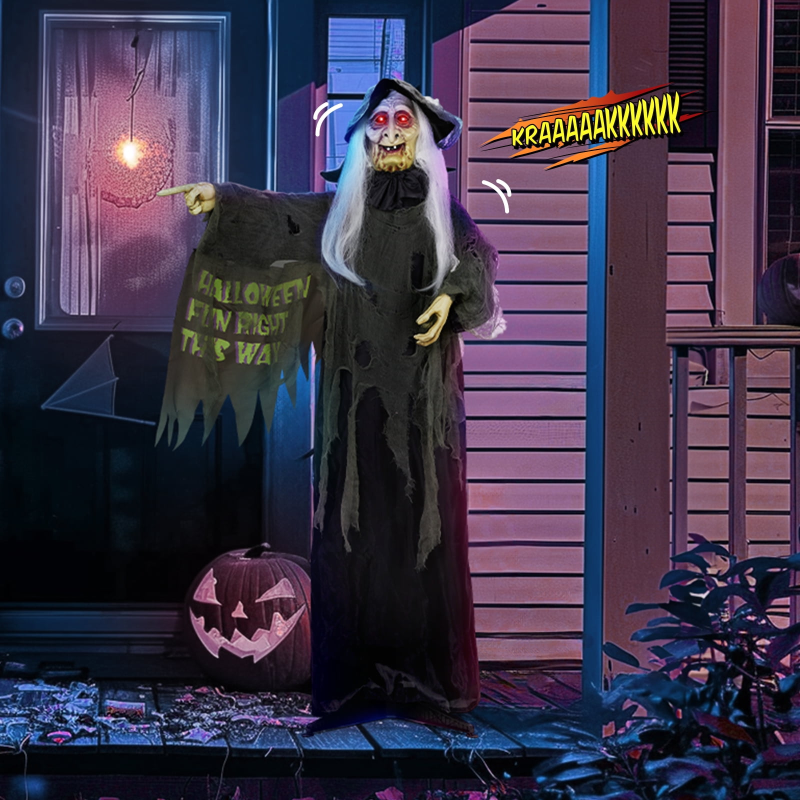 Yescom Animated Halloween Decorations,Scary Witch,6FT Life Size,Motion