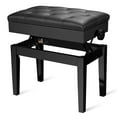thumbnail image 1 of Yescom Black Adjustable Height Piano Bench PU Leather Padded Keyboard Storage Seat, 1 of 12