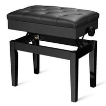 Yescom Black Adjustable Height Piano Bench PU Leather Padded Keyboard Storage Seat
