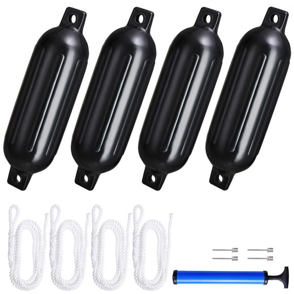 Yescom Boat Fenders 4 Pack 6.5"x23" Inflatable Boat Buoy Bumper Kit Pontoon Docking Marine Protector