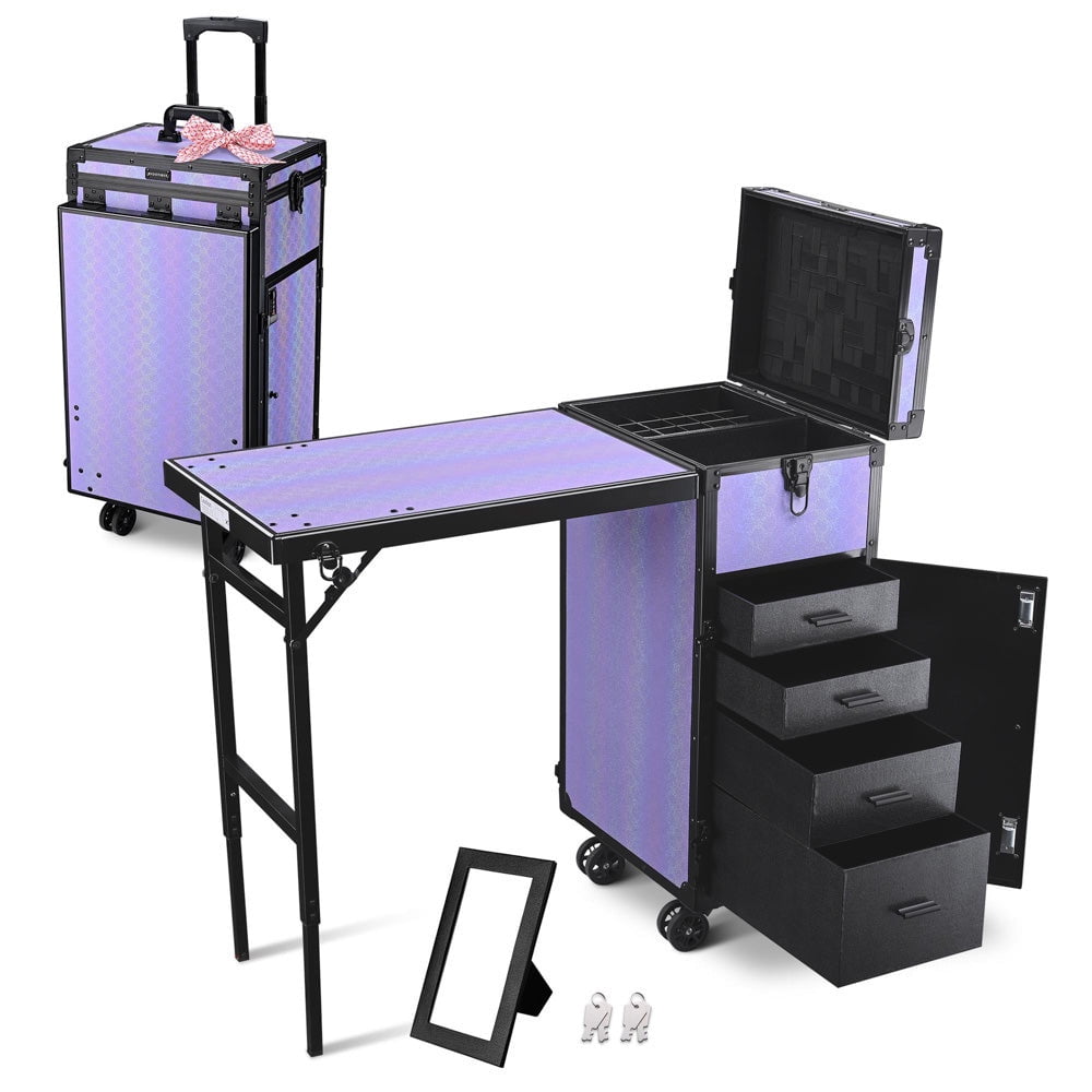 Yescom Byootique Nail Table Makeup Station Speaker Drawers Mirror, Charm ForgetMeNot
