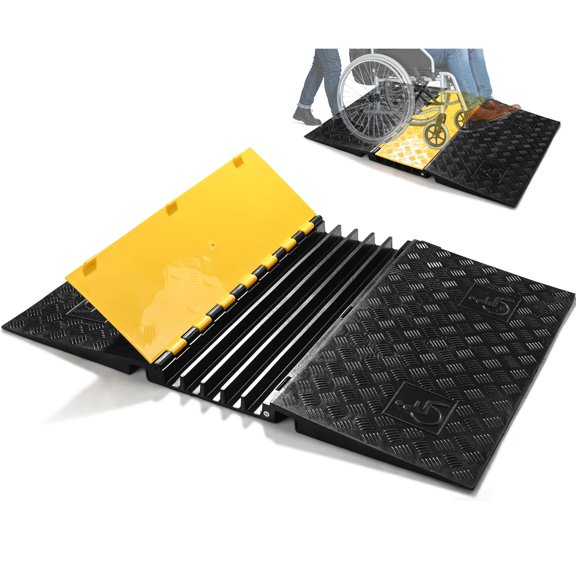 Yescom Rubber Cable Protector Ramp 5 Channel Heavy Duty ADA Compliant Driveway Road Hump Wire Cord Cover