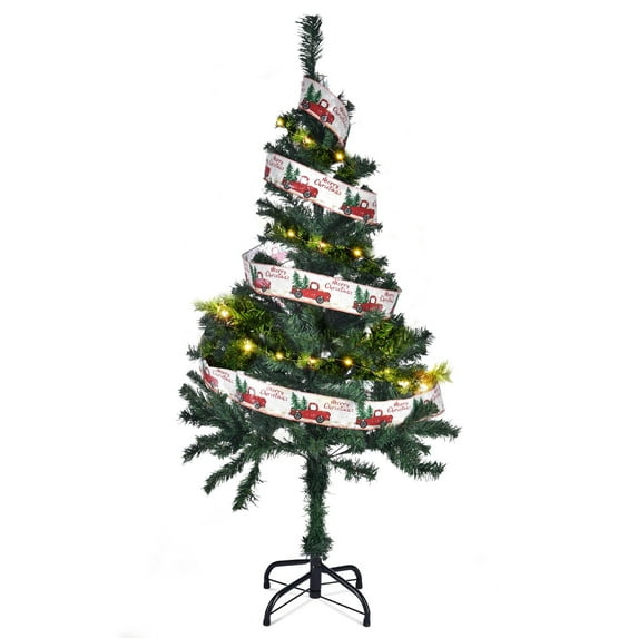 Yescom Christmas Tree Artificial with Lights,4Ft Green Xmas Tree,Foldable Hinged,200 Branch Tips