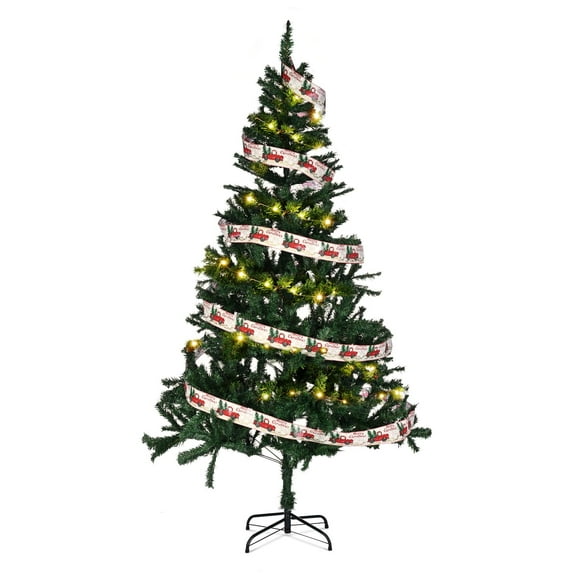 Yescom Christmas Tree Artificial with Lights,6Ft Green Xmas Tree,Foldable Hinged,670 Branch Tips