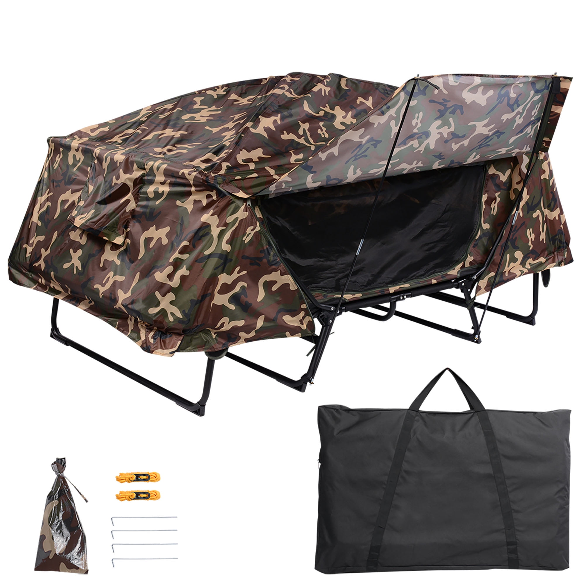 Double Tent Cot Folding Portable Waterproof Camping Hiking Bed