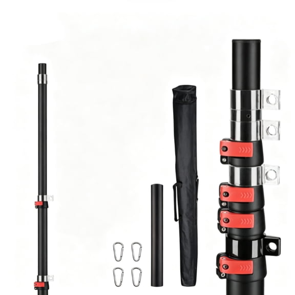 Yescom EZ GO 14ft Telescoping Mast with Carry Bag, TV Ham Pole Kit Universal Adjustable Height Mounting Pole for Weather Stations, Starlink Mini/Gen 3/V5, Black