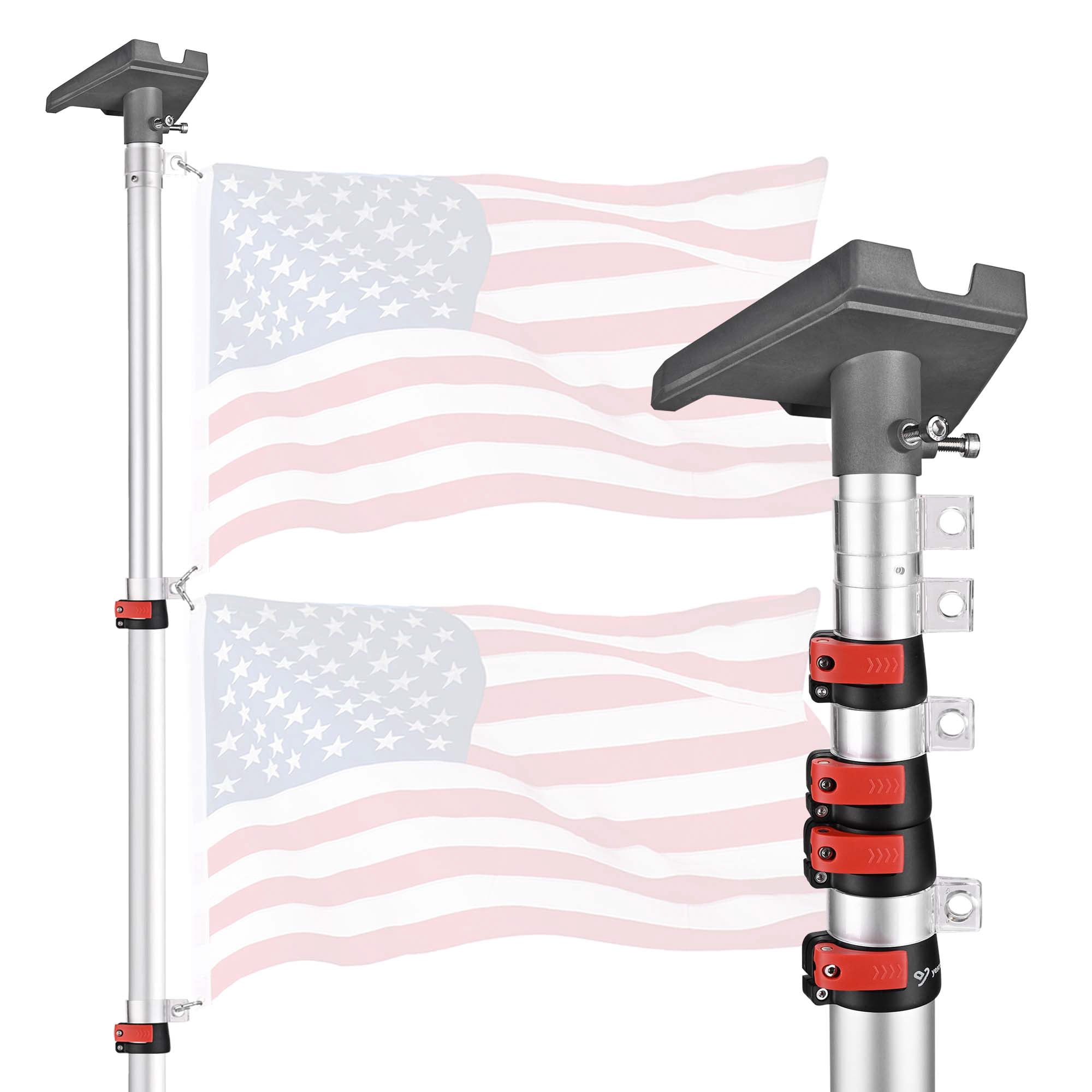 Yescom EZ GO 14ft Starlink Gen3 In Ground Pole Mount with Pipe Adapter Telescopic Flag Pole Kit for Tailgate Party RV Camping Silver