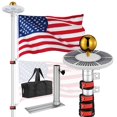 thumbnail image 1 of Yescom EZ GO 25Ft Aluminum Telescopic Flag Pole Kit w/ Solar Light & Flagpole Holder for Camper RV Tailgate, 1 of 12
