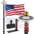 thumbnail image 1 of Yescom EZ GO 25Ft Telescopic Flag Pole Kit with Solar Light & Tire Mount Base for Tailgate Outside,Black, 1 of 12