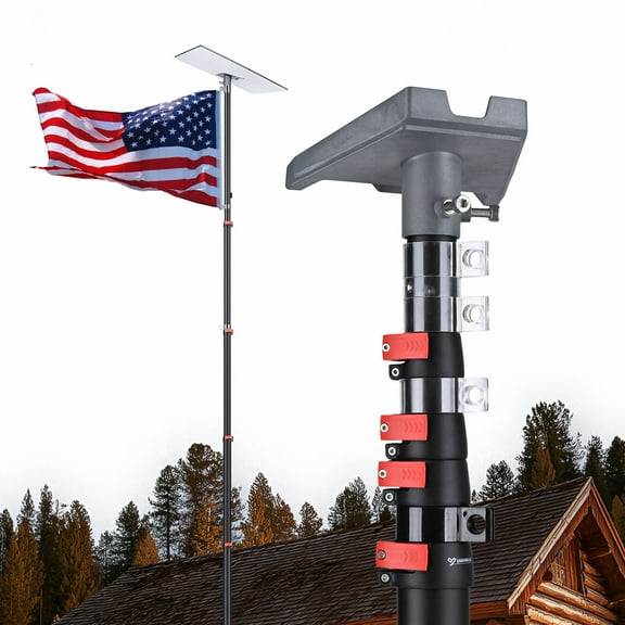 Yescom EZ GO 25ft Starlink Gen 3 Ground Pole Mount Kit with Adapter Telescopic Flagpole Mount for Outside House Inground Outdoor Camping Tailgating Black