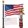thumbnail image 1 of Yescom EZ GO 25ft Telescopic Flag Pole Kit Upgrade Rotating Lock for Outside Inground with 3x5' US Flag Ball Top Black, 1 of 12