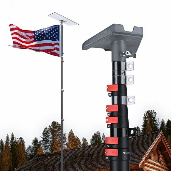 Yescom EZ GO 30ft Starlink Gen 3 Ground Pole Mount Kit with Adapter Telescopic Flagpole Mount for Outside House Inground Outdoor Camping Tailgating Black