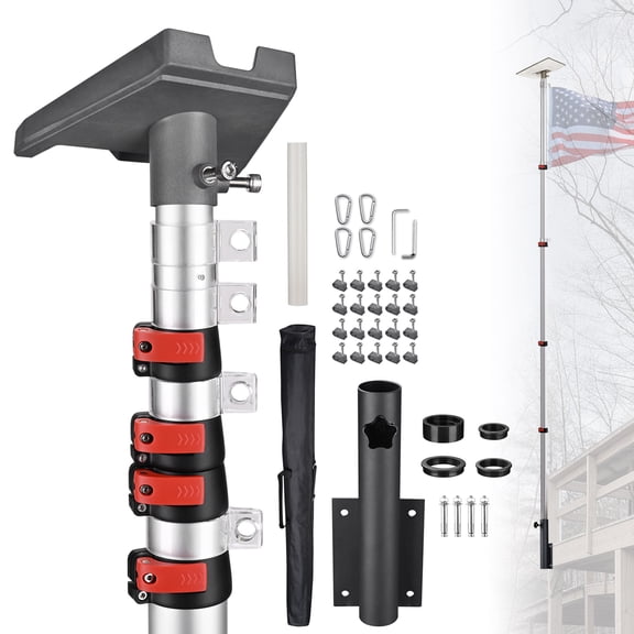 Yescom EZ GO Starlink Pole Mount Kit w/ 14ft Telescopic Flagpole G3 Pipe Adapter