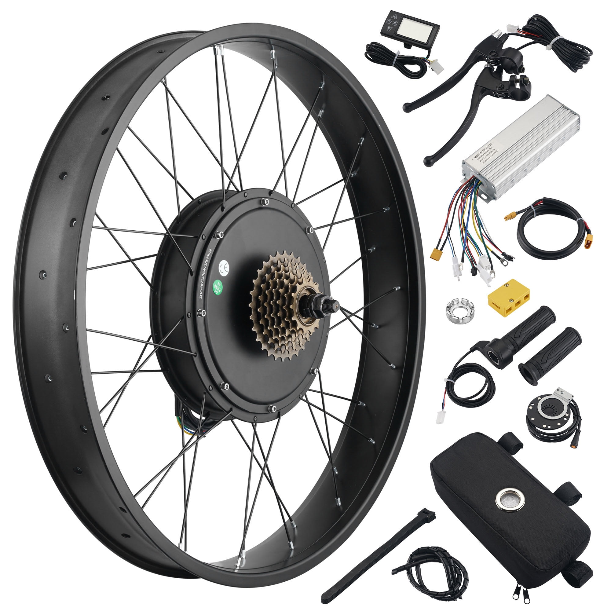 Yescom Electric Bike Conversion Kit 26 Rear Wheel 48V 1500W Ebike  Conversion Kit Fat Tire LCD & Pas