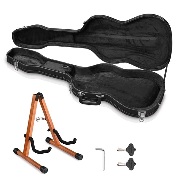Yescom Electric Guitar Wood Case for Stratocaster Style w/ Folding Guitar Stand