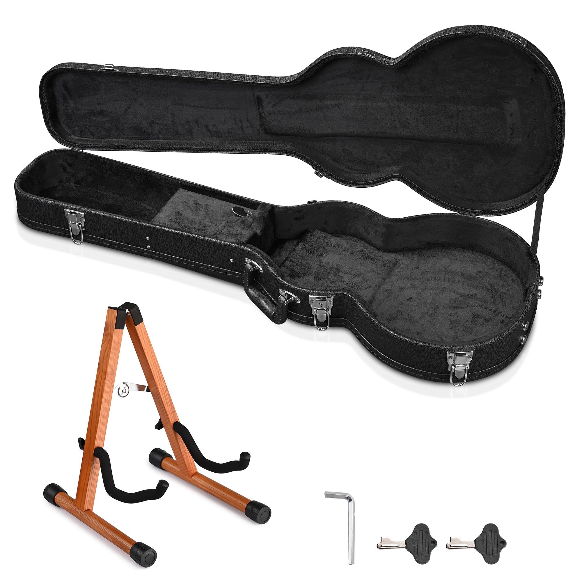 Yescom Electric Guitar Wooden Case for LP Les Paul Type w/ Folding Guitar Stand