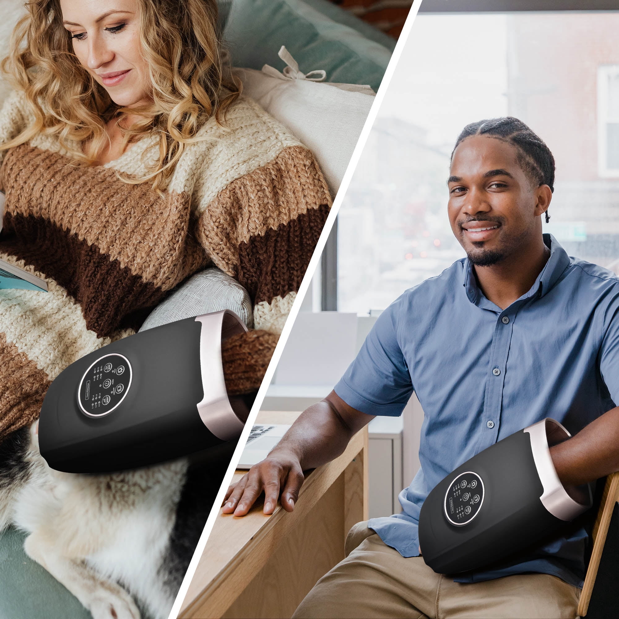 Yescom Cordless Electric Hand Massager with Air Compression, Vibration &  Heat, 6 Modes, Black - Walmart.com