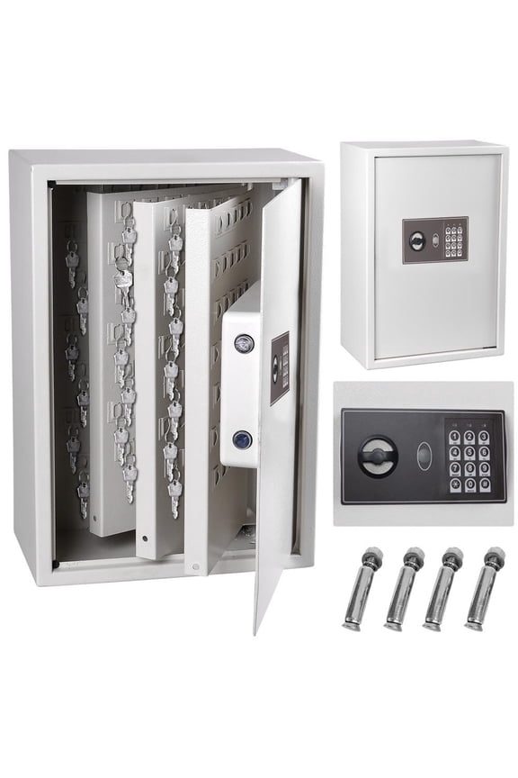 Electronic 245 Keys Safe Cabinet Digital keypad Lock Box Large Storage Lockbox Case Wall Mount White 15x9x21 Inch for Car Repair Shops Hotels Valet Services and More