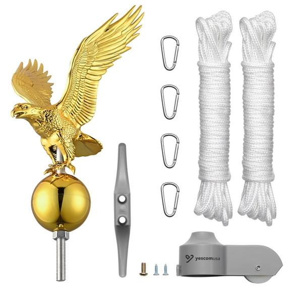 Yescom Flagpole Repair Parts Kit Topper Eagle Top Final Cleat Clip for 20/25/30 Ft Pole for 2" Diameter Flag Pole