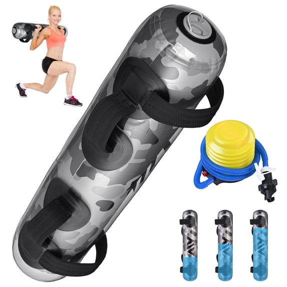 Yescom Foldable Adjustable Aqua Bag Exercise Water Weight Portable Strength Training Home Gym Workout Cardio,Camouflage Gray