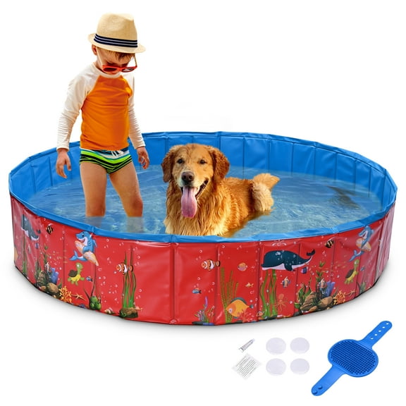 Yescom Foldable Pet Swimming Pool Anti-slip PVC Portable Bath Tub for Dog Cat Outdoor