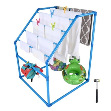 Yescom Free Standing Pool Side PVC Towel Rack Holder Heavy Duty 7 Bar for Outdoor Floats Dryer Clothes Drying Laundry Storage Organizer