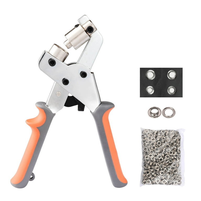Yescom Grommet Tool Kit Handheld Portable Manual Grommet Machine Hand Press  Puncher Hole Punch Piler with 500pcs 3/8(10mm) Silver Eyelets 