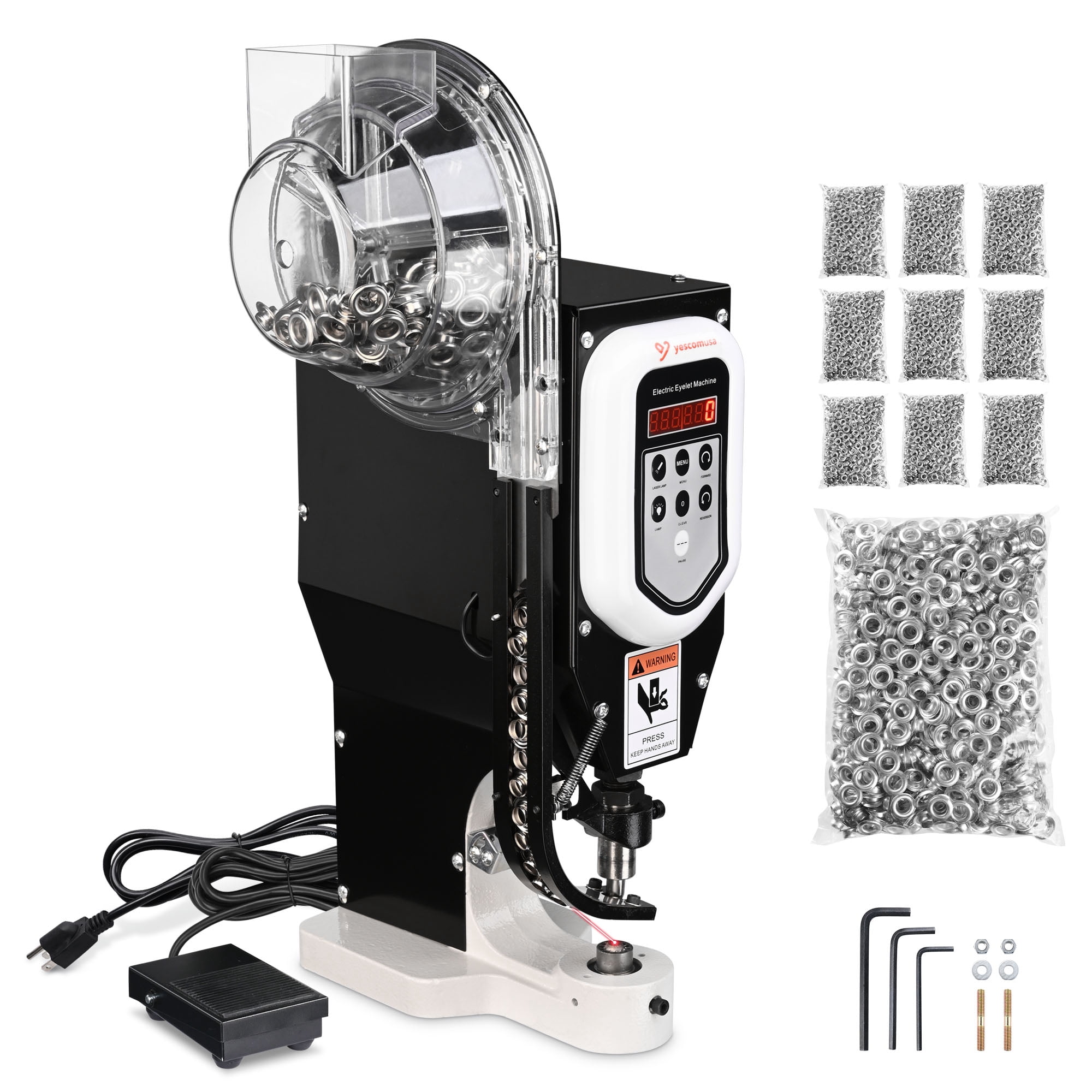 Yescom Grommet Tool Kit with 10000 pcs 3/8" Nickel Eyelets Electrical Plug-and-Play Semi Automatic Grommet Machine with Foot Pedal for Banner