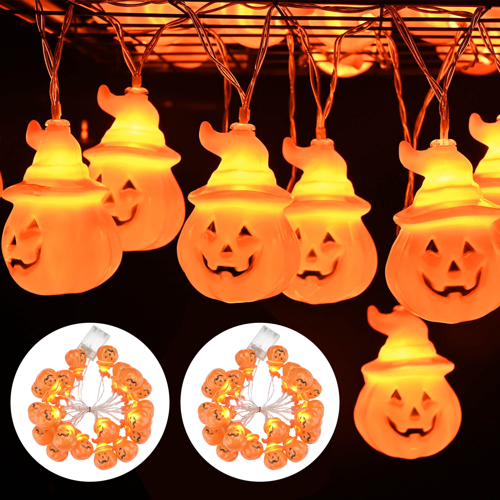 Yescom Halloween 40pcs LED Pumpkin String Lights Lantern Lamp Indoor Outdoor Party Outdoor Indoor Decors 2026