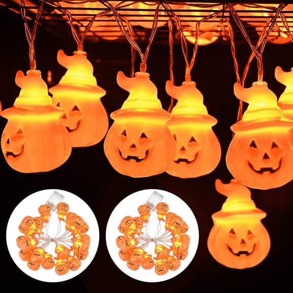 Yescom Halloween 40pcs LED Pumpkin String Lights Lantern Lamp Indoor Outdoor Party Outdoor Indoor Decors 2025