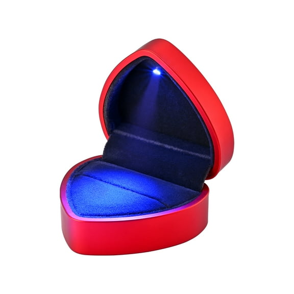 Yescom Heart Shape LED Lighting Ring Box Jewelry Wedding Engagement Proposal Case Red