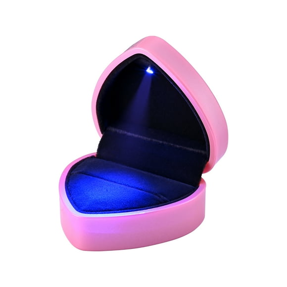 Yescom Heart Shape LED Ring Box Jewelry Wedding Engagement Proposal Light Storage Case