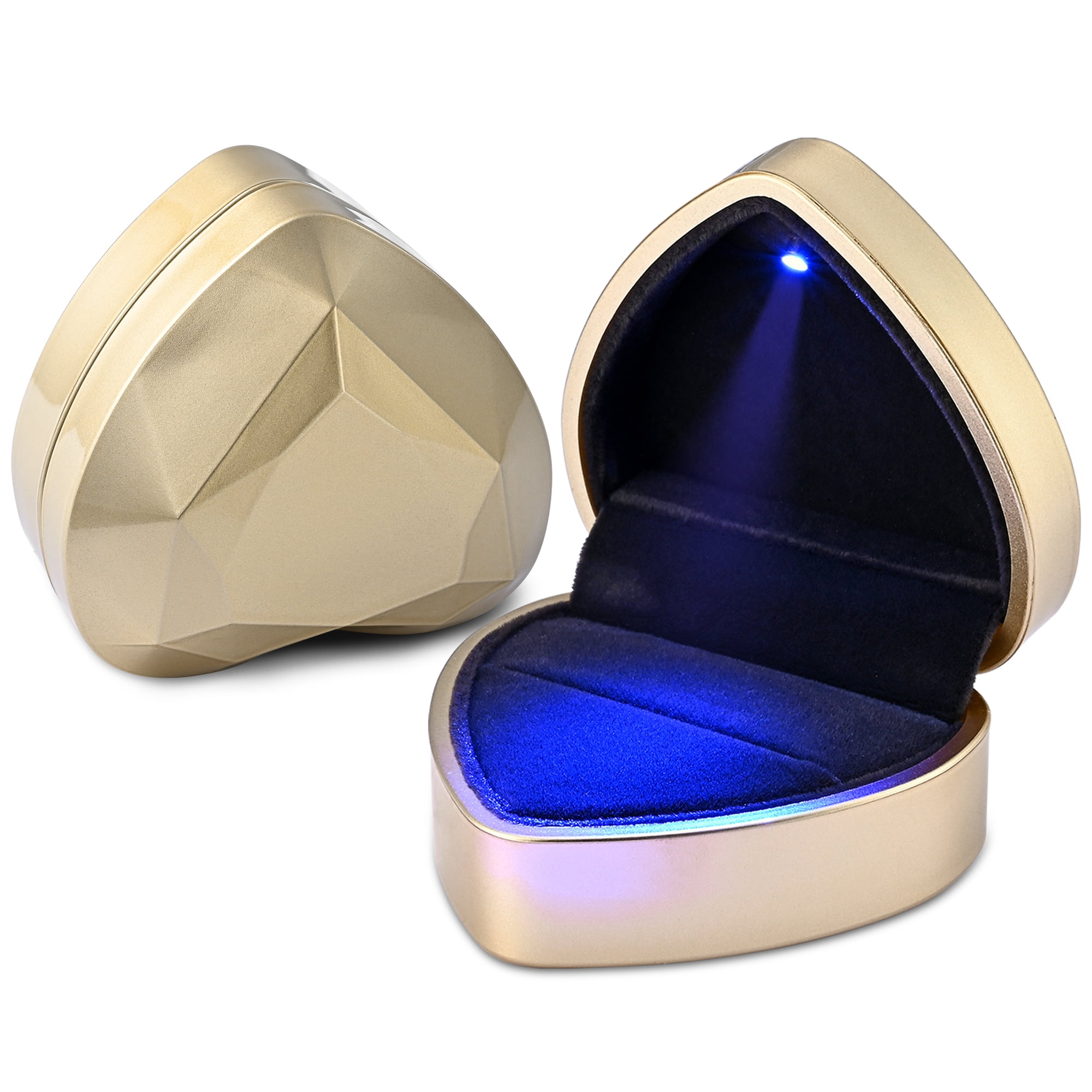 Yescom Heart Shape LED Ring Box Jewelry Wedding Engagement Proposal ...
