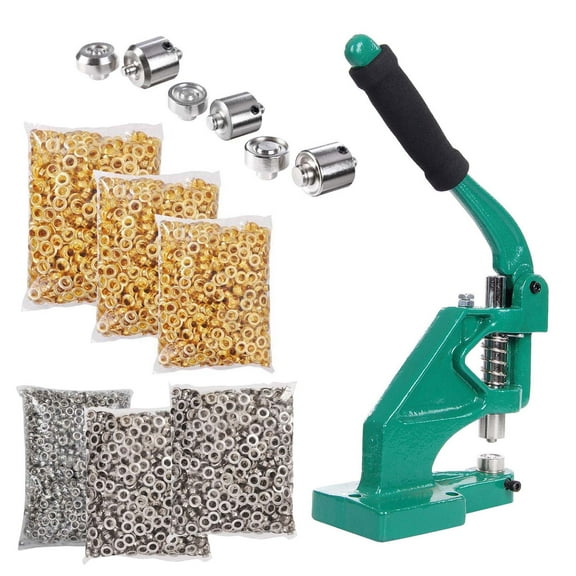 Yescom Grommet Tool Kit 4900pcs Eyelets Washers #0/#2/#4 Die Hole Puncher Hand Press Machine for Fabric Tarp Printing