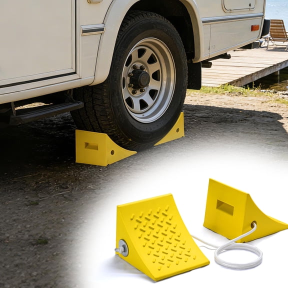 Yescom Premium PU Wheel Chocks w/ 5ft Rope 33,000 lbs Heavy Duty Capacity Lightweight Car Chocks for RV SUV Truck Camper