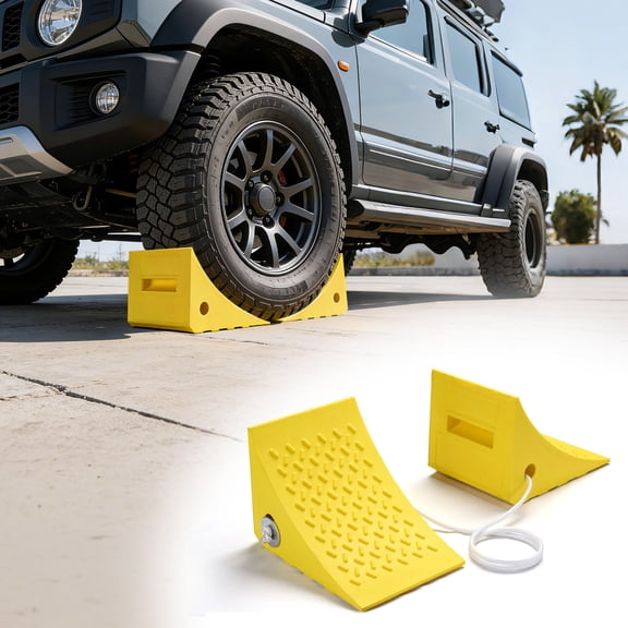 Yescom Heavy Duty Wheel Chocks 2 Pack Fit Wheel under 35" Tires for RV Trailer Camper Truck Car Boat Yellow