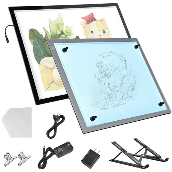 Yescom LED Drawing Board Tracing Light Pad Artist Stencil Tattoo Dimming A2 A3 2 Pack