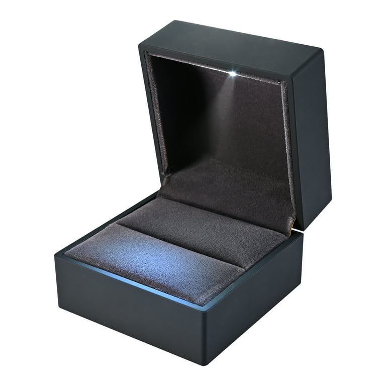Yescom LED Ring Box Jewelry Wedding Engagement Proposal Light Ear Ring Case Gift Black