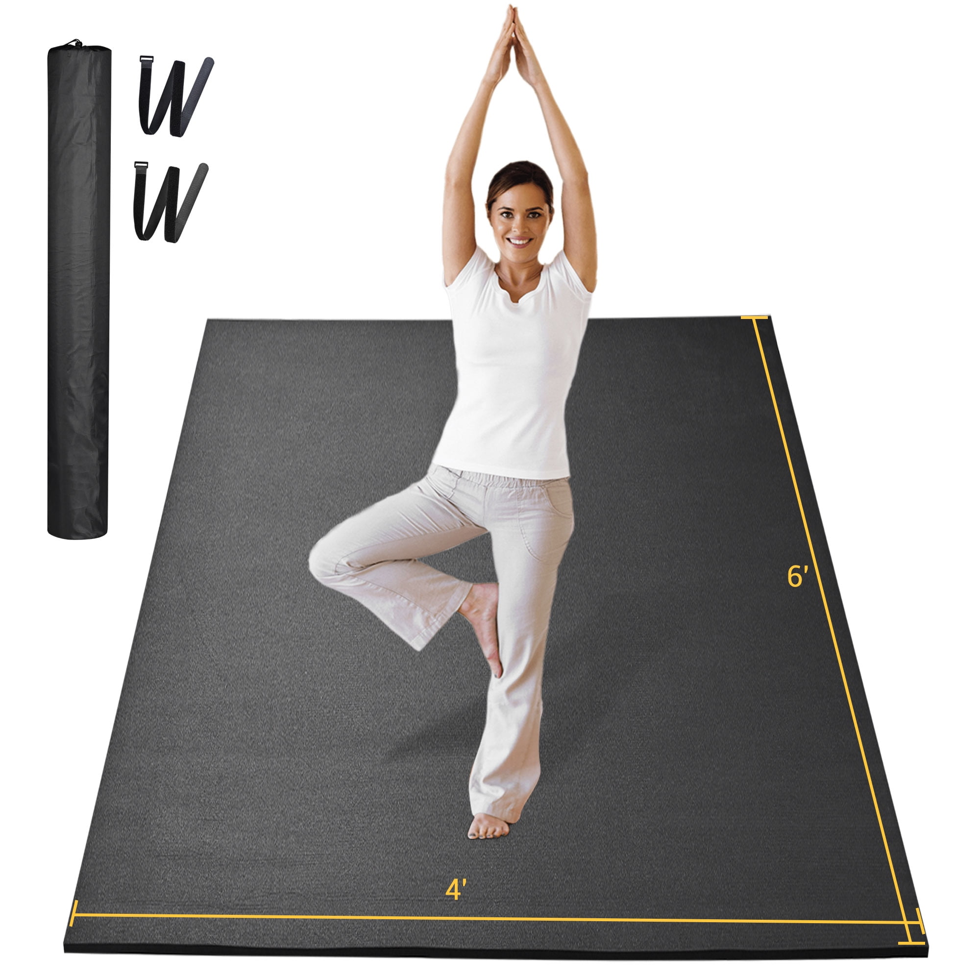 Yescom Large Exercise Mat 6'x4'x6mm Non Slip Workout Mat for Pilates  Stretching Cardio Home Gym Flooring Shoes Friendly 