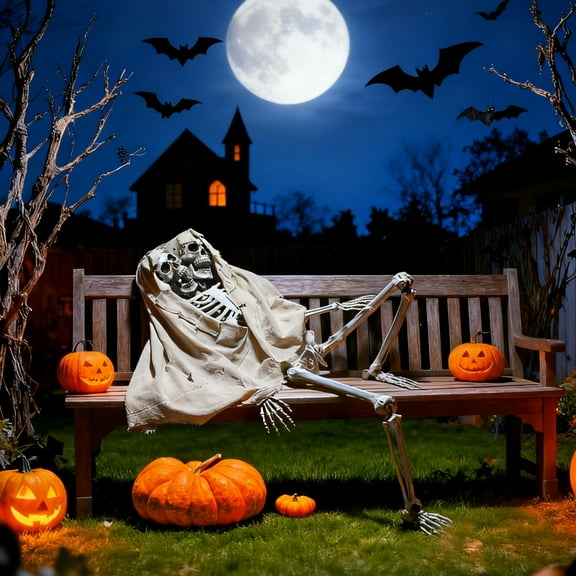 Yescom Life Size Skeleton Poseable Full Size Two Head 5.4Ft Halloween Party Decoration Haunted House 2025