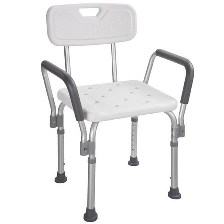 Yescom Medical Shower Chair Adjustable Height Bathtub Bench Transfer Seat with Arms & Back