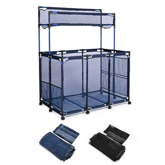 Yescom Mesh Pool Storage Bin Cart Rolling Toys Bin Storage 225 Gallon Organizer Extra Large 6 Wheels with Black Cover Replacement